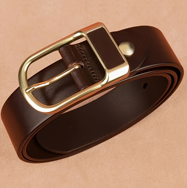 Men's Premium Genuine Leather Belt with Golden-Tone Buckle – Sleek Black Designer Style for Jeans, Perfect Gift Idea