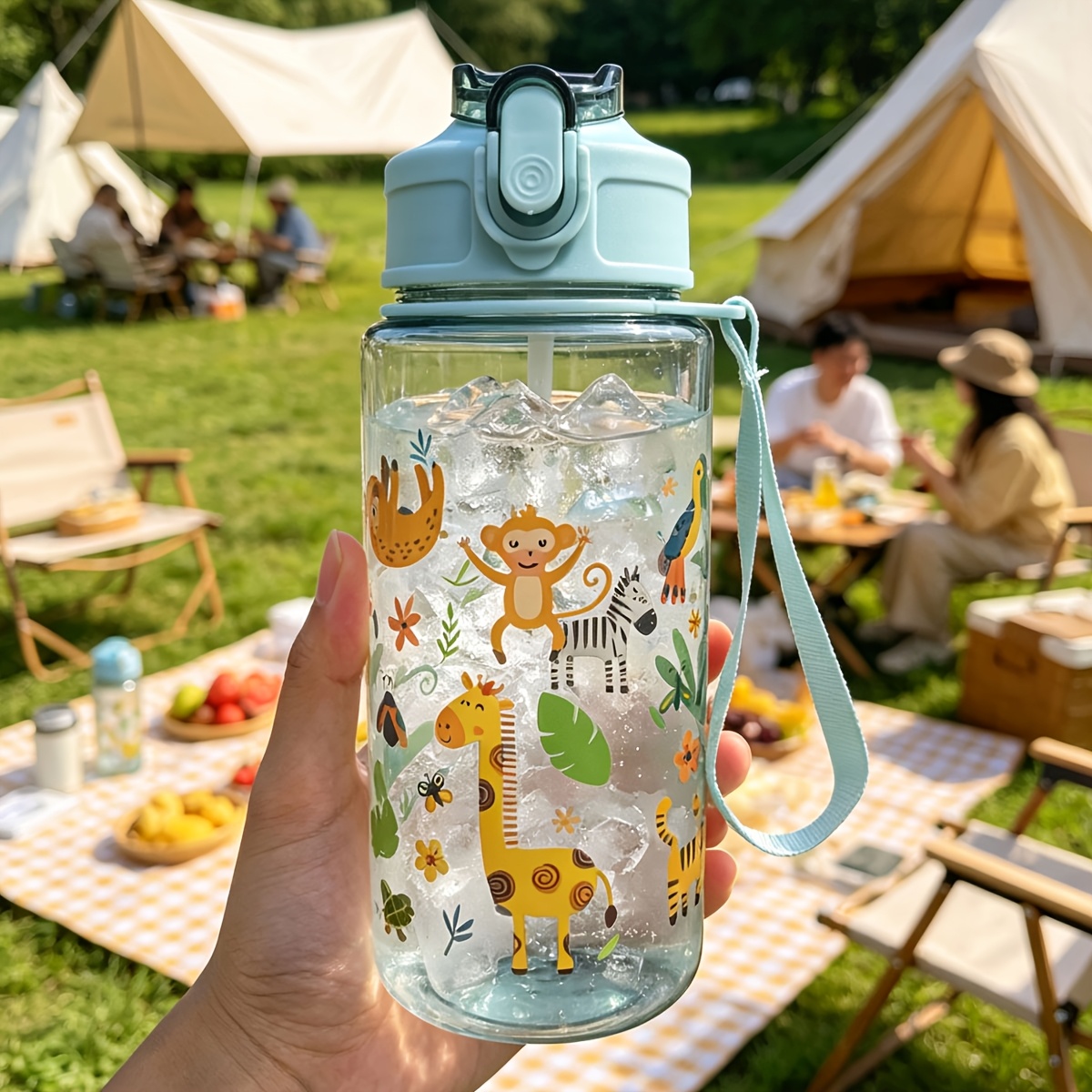 Image of Summer 500ml Cute Straw Cup, Capybara Unicorn 1pc Back-to-school Gift For Son Daughter, Sports Outdoor Water Bottle Suitable For Camping Portable Cup