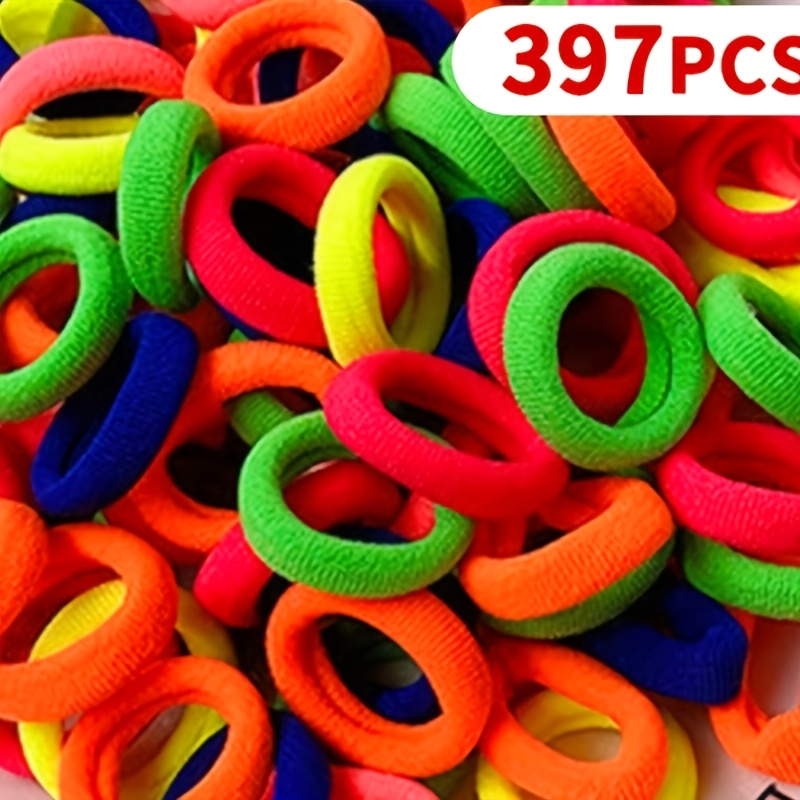 TEMU 397pcs ' Élastiques à cheveux colorés en nylon, attaches pour queue de cheval, ' Accessoires de mode pour cheveux