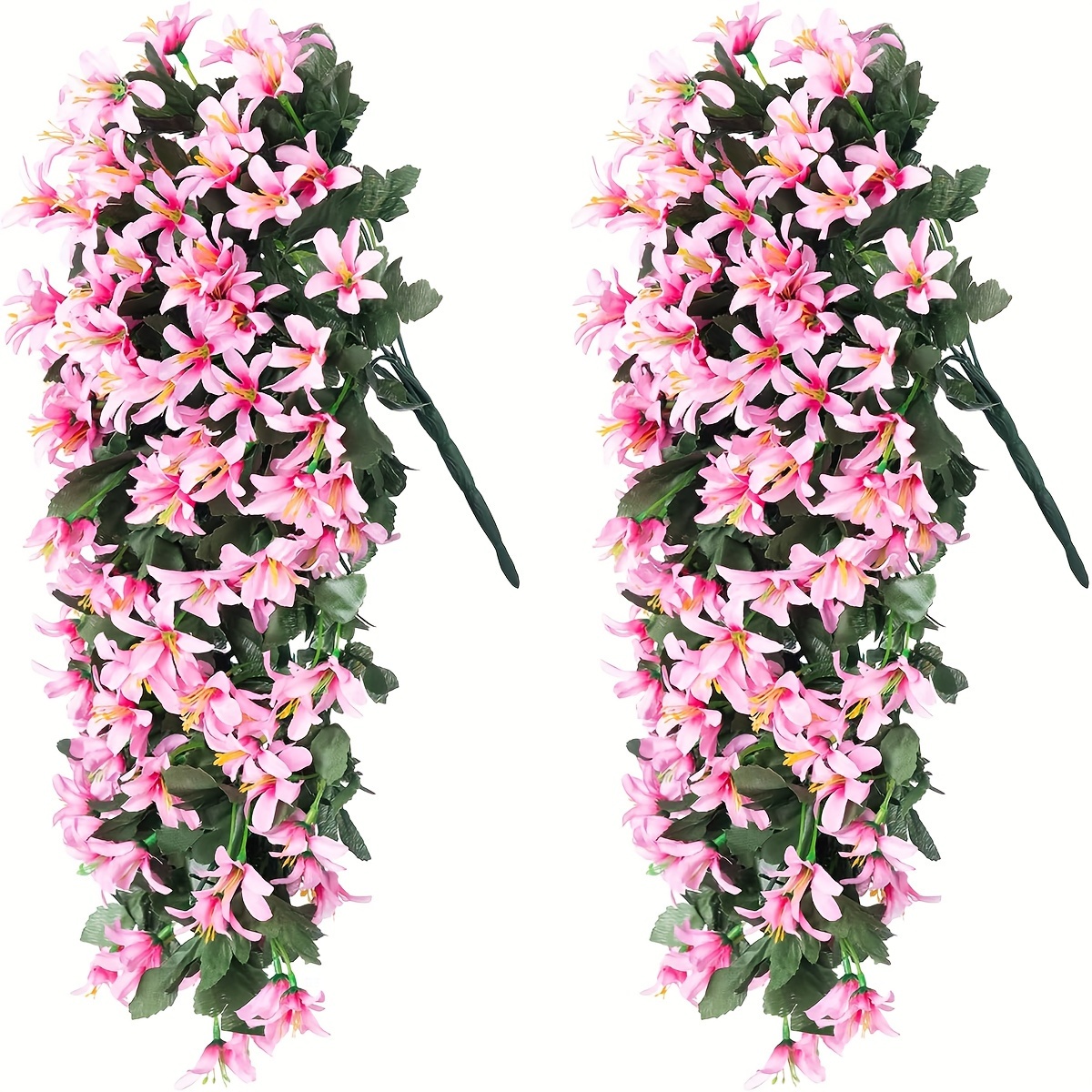 2pcs Outdoor Autumn Decoration Artificial Hanging Lily Hanging Flower Plants, Uv Protection Real For Outdoor Home Interior Planter Porch Window Patio Thanksgiving Christmas Decoration