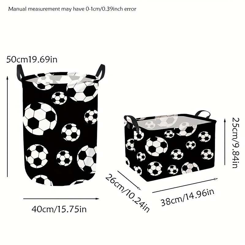 E-shop 2er-Set Wäschekorb, Fußballkorb Aufbewahrungskorb, Geschenkkorb, Faltbarer Wäschekorb, Fußballwäschekorb, Regalaufbewahrung, Wäschekörbe