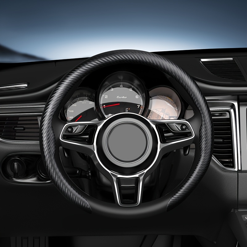 TEMU Carbon Fiber Steering Wheel For Car - Sweat-absorbent Non-slip Grip, Wear-resistant Fastening Wheel Suitable For All Vehicles, Unisex For , Car