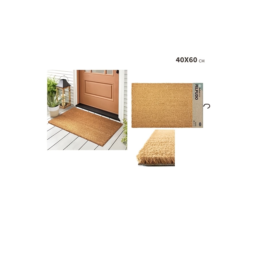 TEMU Felpudo de Bienvenida para Exterior de Fibra de Coco, Diseñado para Ser Antideslizante, con Respaldo de PVC. Ideal para Entradas, Puertas , y