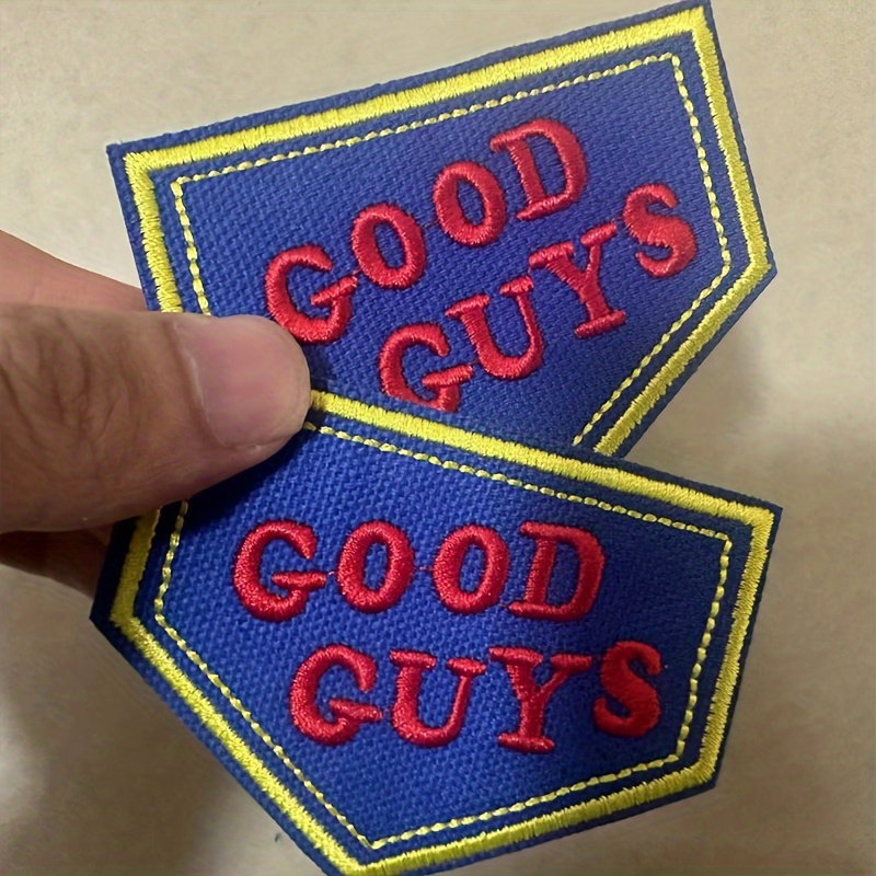 

2-pack "good Guys" Vibrant Embroidered Patches – /iron-on Appliqués For Diy Crafts, Ideal For Embellishing Backpacks, Hats, Dresses, Jackets, And Jeans