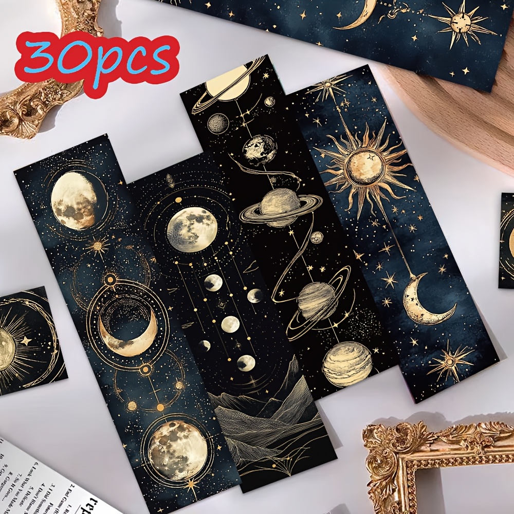 TEMU 30pcs Marque-pages Ciel de Nuit Mystérieux Galaxie Design pour Livres et Manuels, Marqueur de Papier Adapté pour Cadeaux de Fête