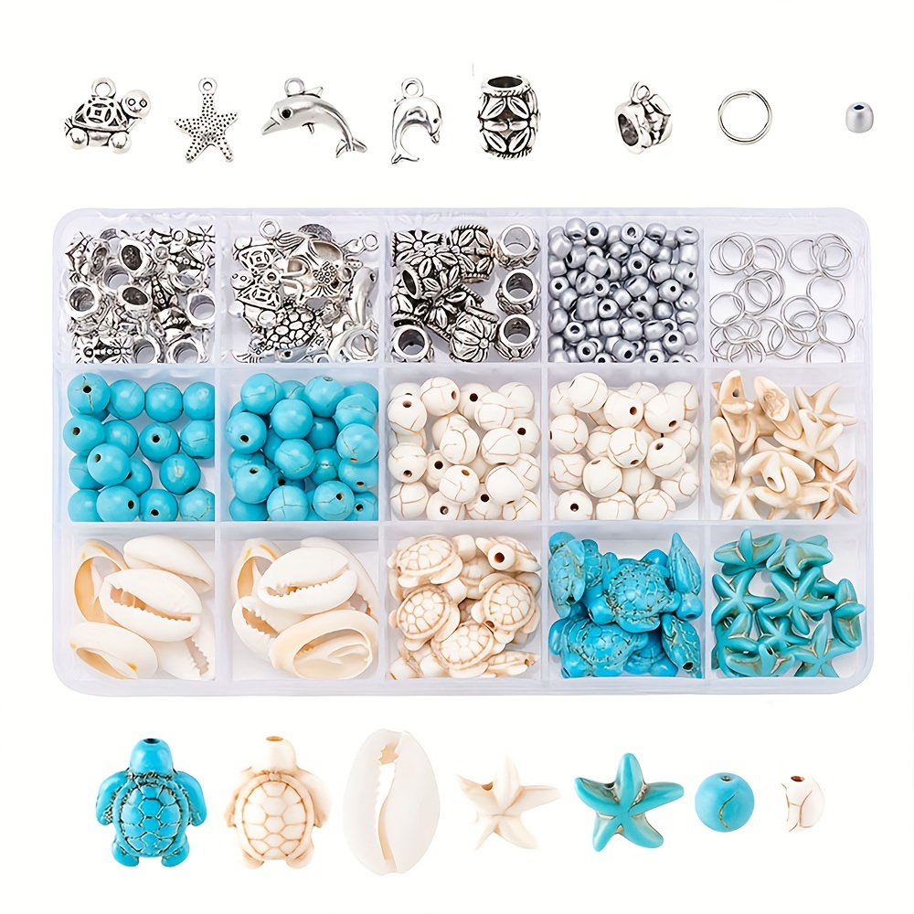 

292 Pcs Creative Ocean Theme Artificial Pine Stone Beads, Diy Summer Beach Anklet Bracelet Ear Pendant Necklace Phone Chain, Jewelry Accessories