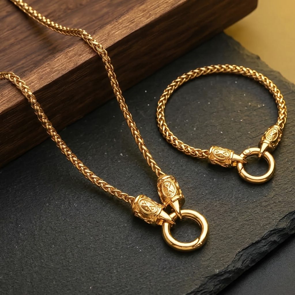TEMU 2pcs Set Of Dragon Bone Necklace And Dragon Bone Bracelet, Trendy New Jewelry Set, Casual Wear And Matching Additions, Ideal Gift
