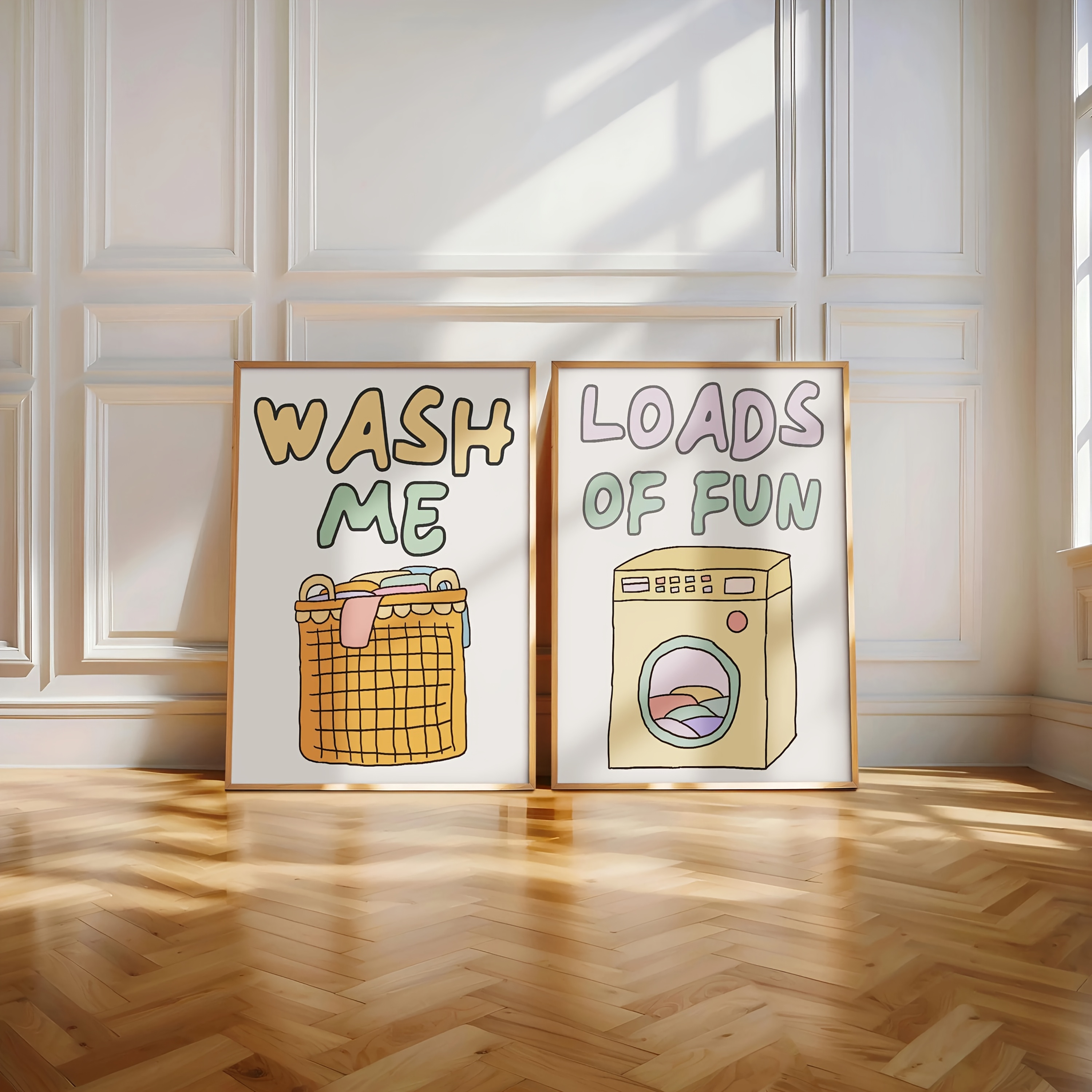 TEMU 2d Flat, 2d Flat, 2 Frameless Canvas Posters Featuring Modern Art With A Fun Laundry Room Theme, Wall Art In Bedrooms And Living Rooms, As Well