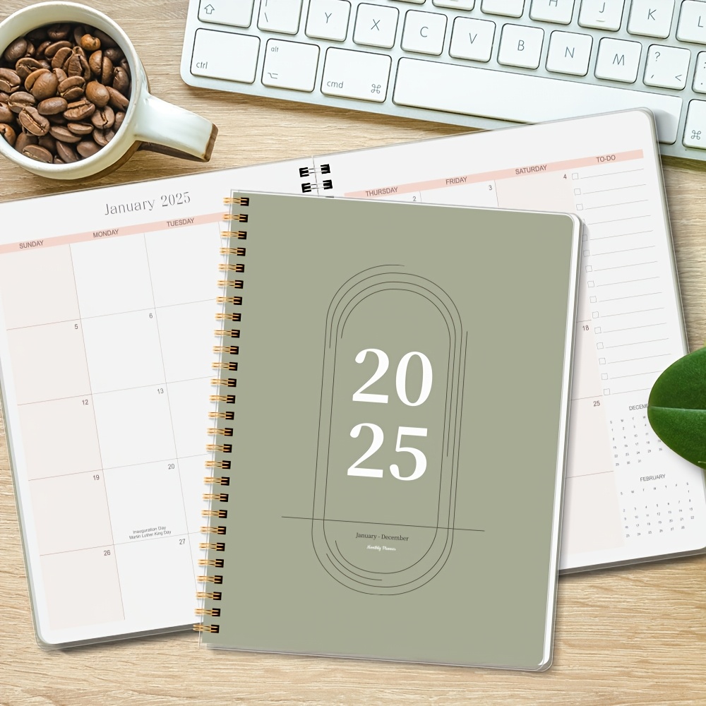 

2025 Spiral Flip Planner - Green 9.4x7.2 Inches, Monthly & Daily Agenda With To-do Lists, , And Pages For Personal And Professional Use