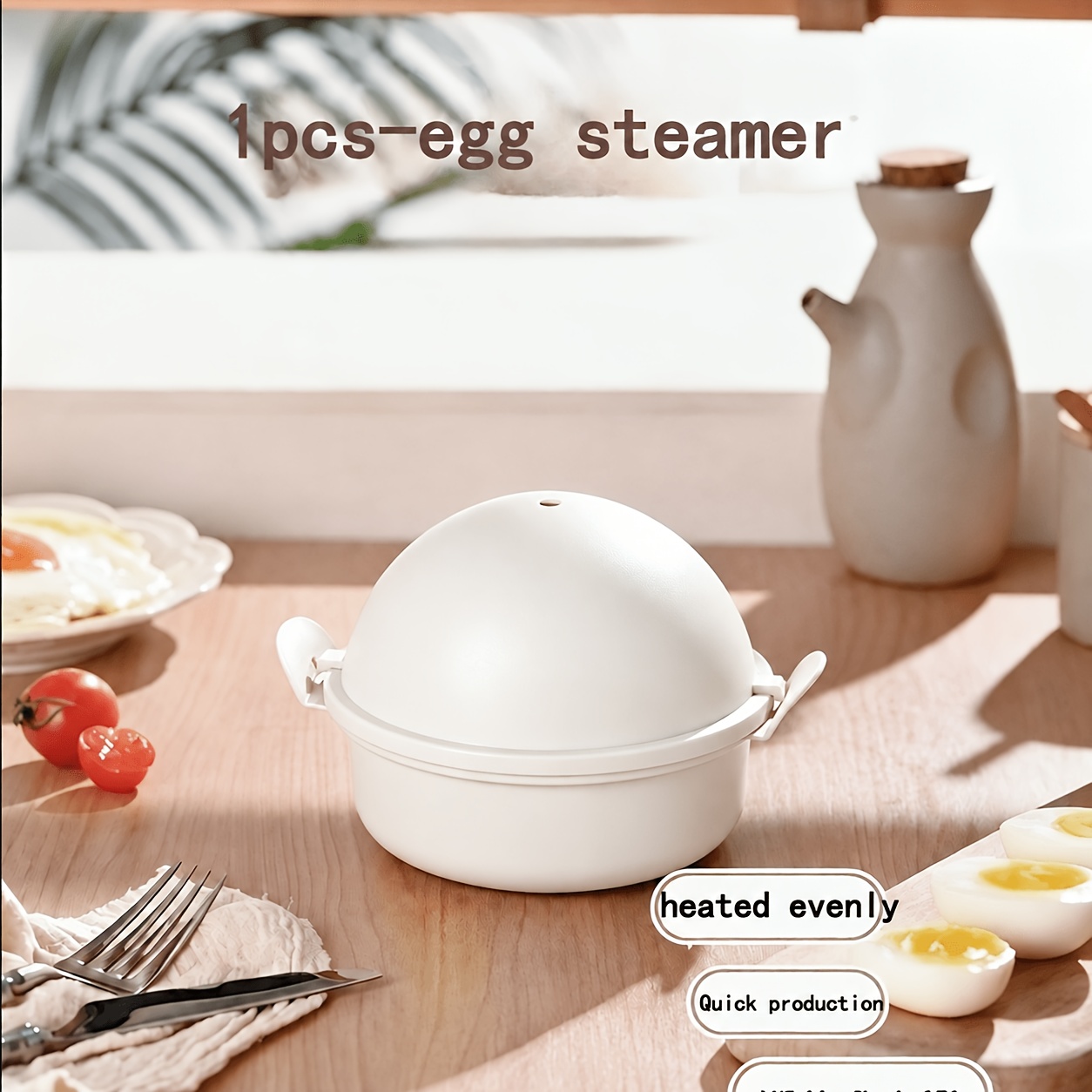 TEMU 1pc 4-cell Heat-resistant Egg Steamer, Food-grade Safe Microwave Egg Cooker | Portable Aluminum Egg-shaped Steamer Basket, Creative Egg ,