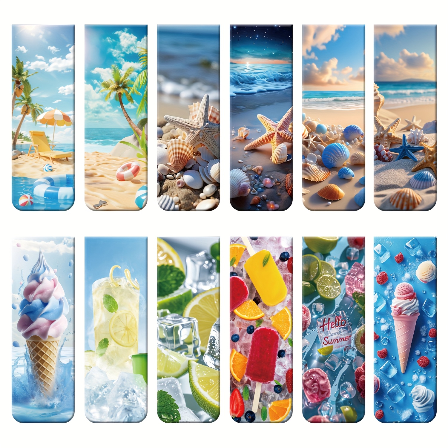 Image of [magnetic Bookmarks] 12pcs Magnetic Bookmarks | Summer Book Markers For Women, Assorted Book Magnets Page Markers Clip For Books Students Women Reading 2.36x0.79 Inches