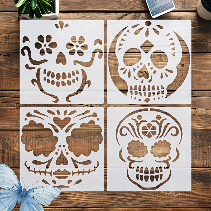 

4pcs Stencils 6.3" - Craft Templates For Tattoos, Painting, Fabric & Furniture Decor