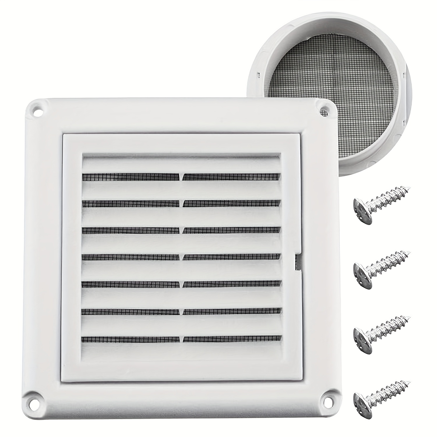 TEMU Easy-install White Exhaust Vent Cover With 4 Screws For External Dryers - Durable Plastic, , Prevents Dust , Ideal For Home Laundry Room Ventilation, Ventilation Accessory| Clean |