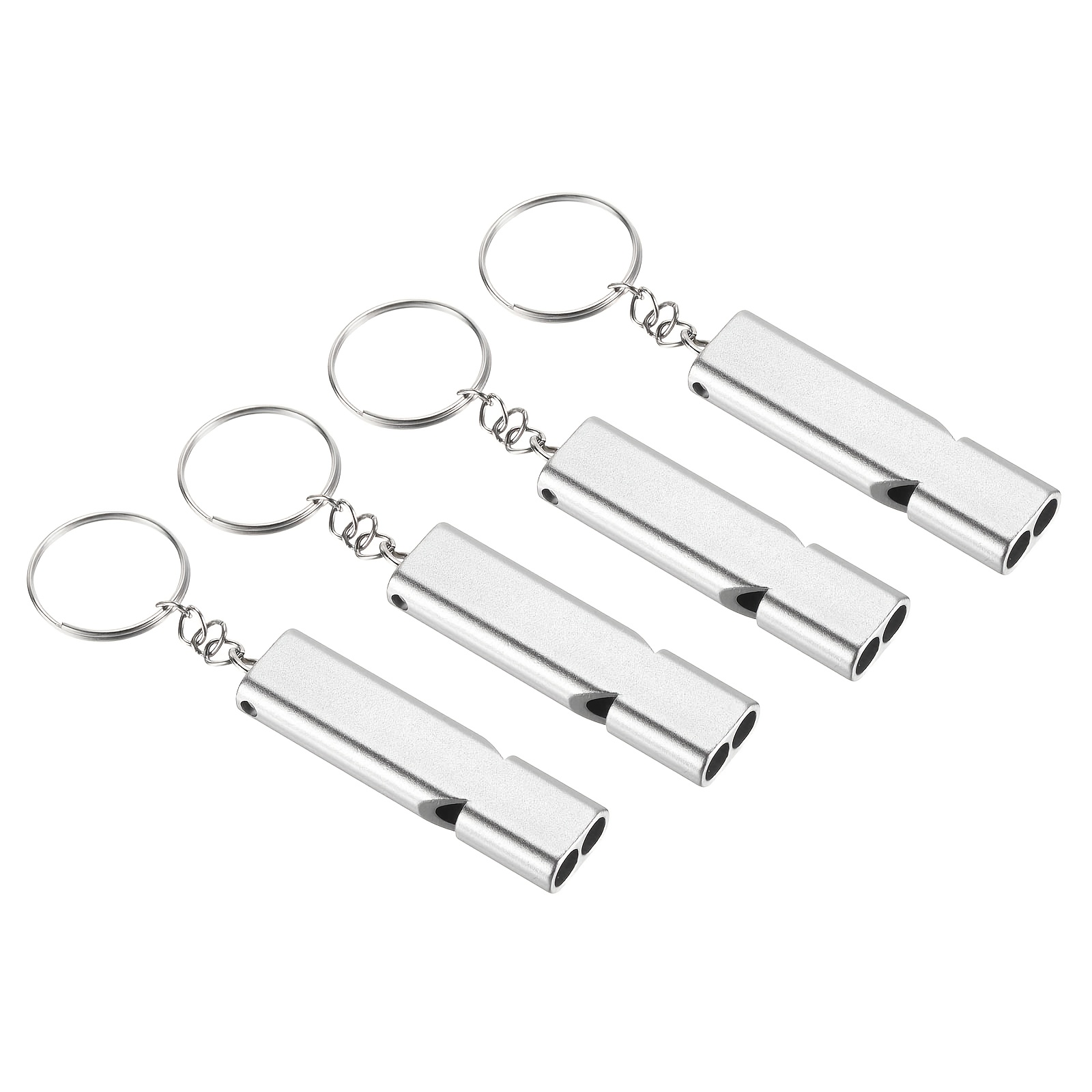 TEMU 6 Pack Aluminum Twin-tone Survival Whistles With Keychains | Loud Whistle, Animal Training Whistle, Whistle For Dogs, , Puppy Training Whistle,