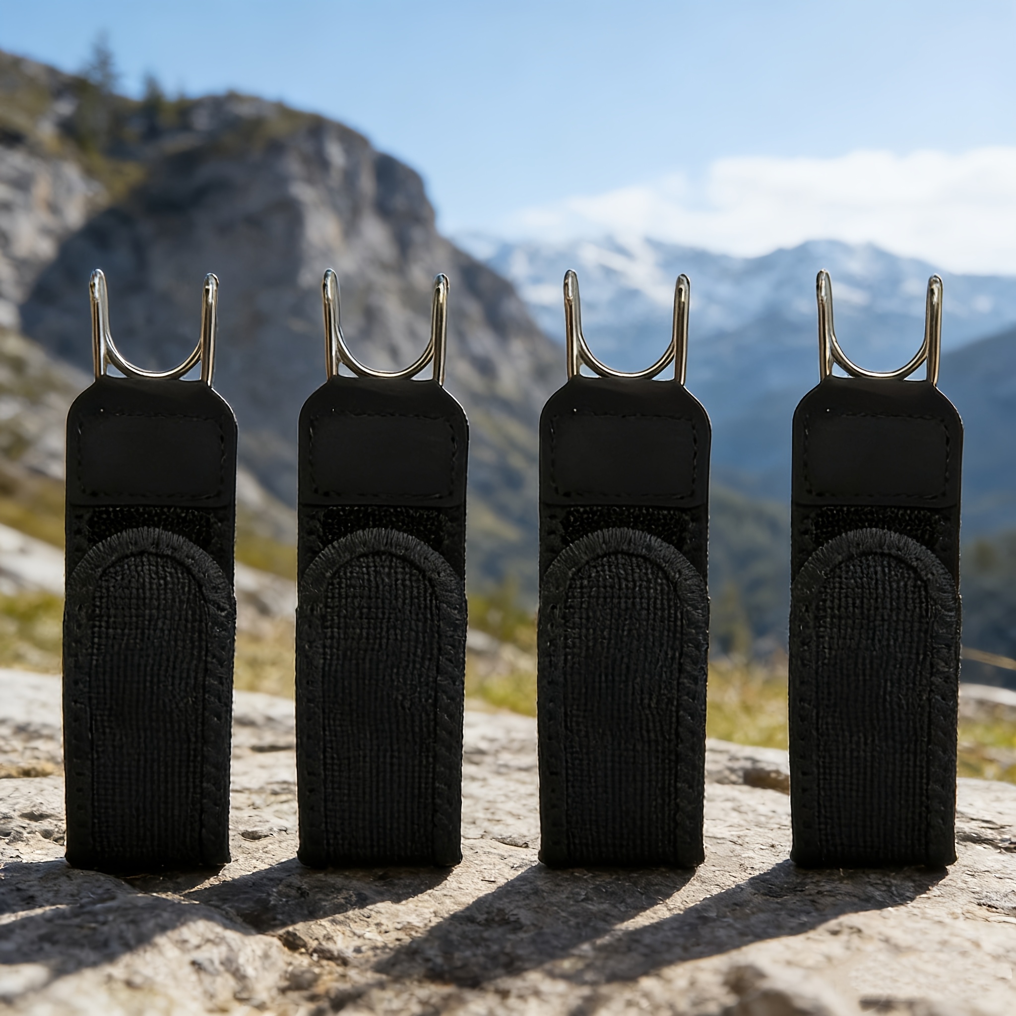 TEMU 4pcs Unisex Elastic Waistbands - Buckleless Belt Hanging, Tactical Metal Hook Elastic Belt, Adjustable Magic Tape Buckleless Belt, Comfortable &