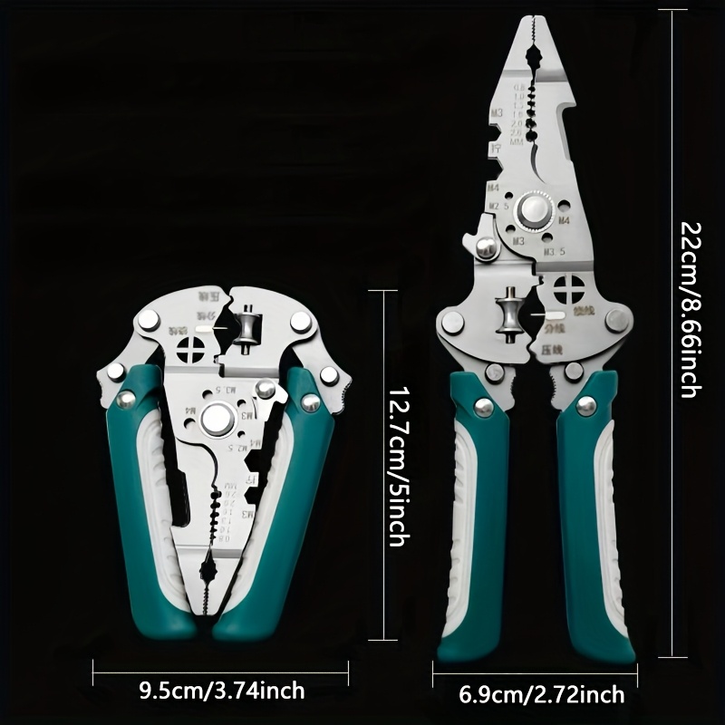 a folding wire stripping plier a multifunctional tool designed for stripping wires made of high carbon steel with precision used for cutting crimping and stripping wires suitable for automotive repair circuit maintenance and appliance repair details 3