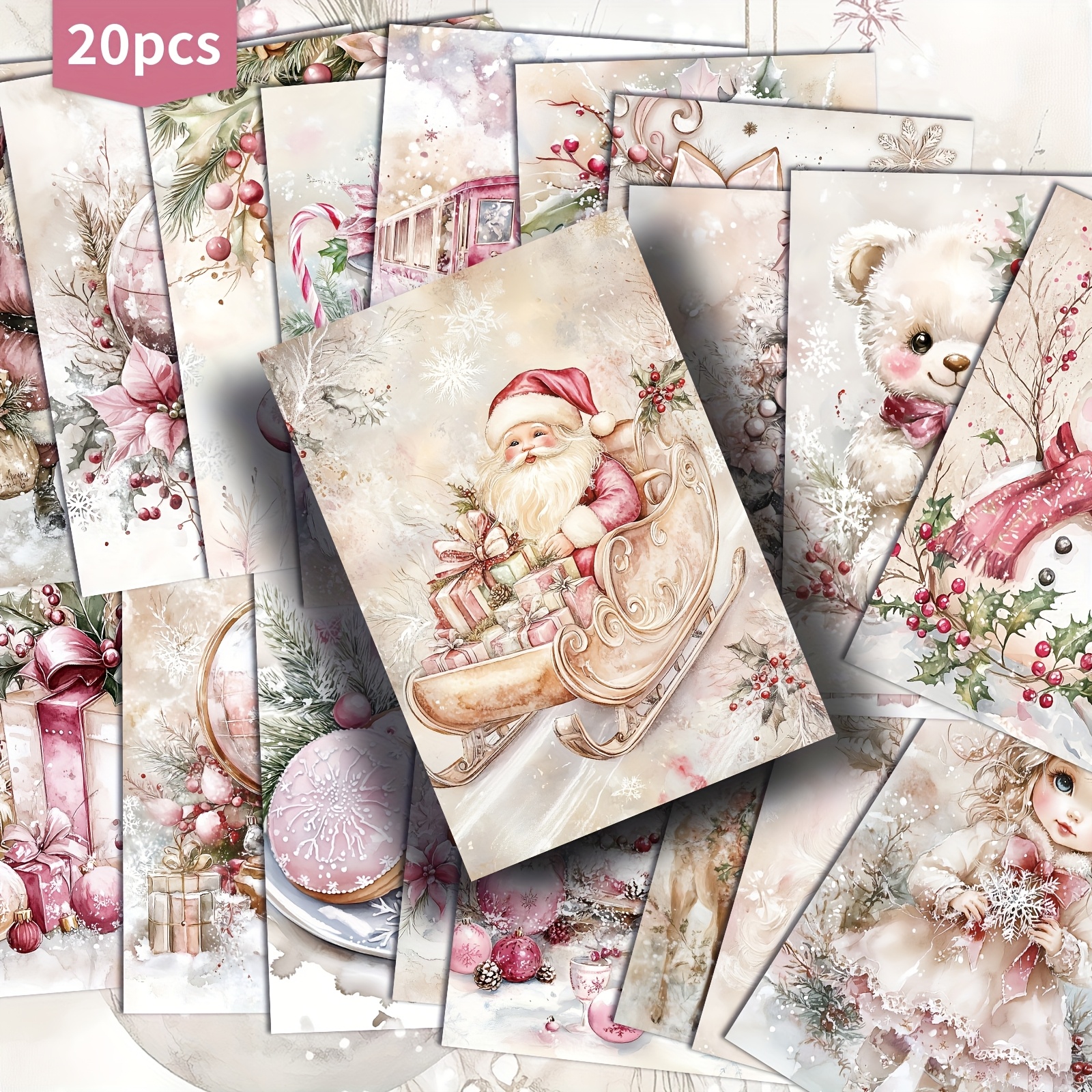 TEMU 20pcs Pack Asstss Vintage Junk Journal Paper Suitable For Scrapbooking & Crafting - 4x6 Inch Retro Pinup Postcards, Collectible Decorative Cards