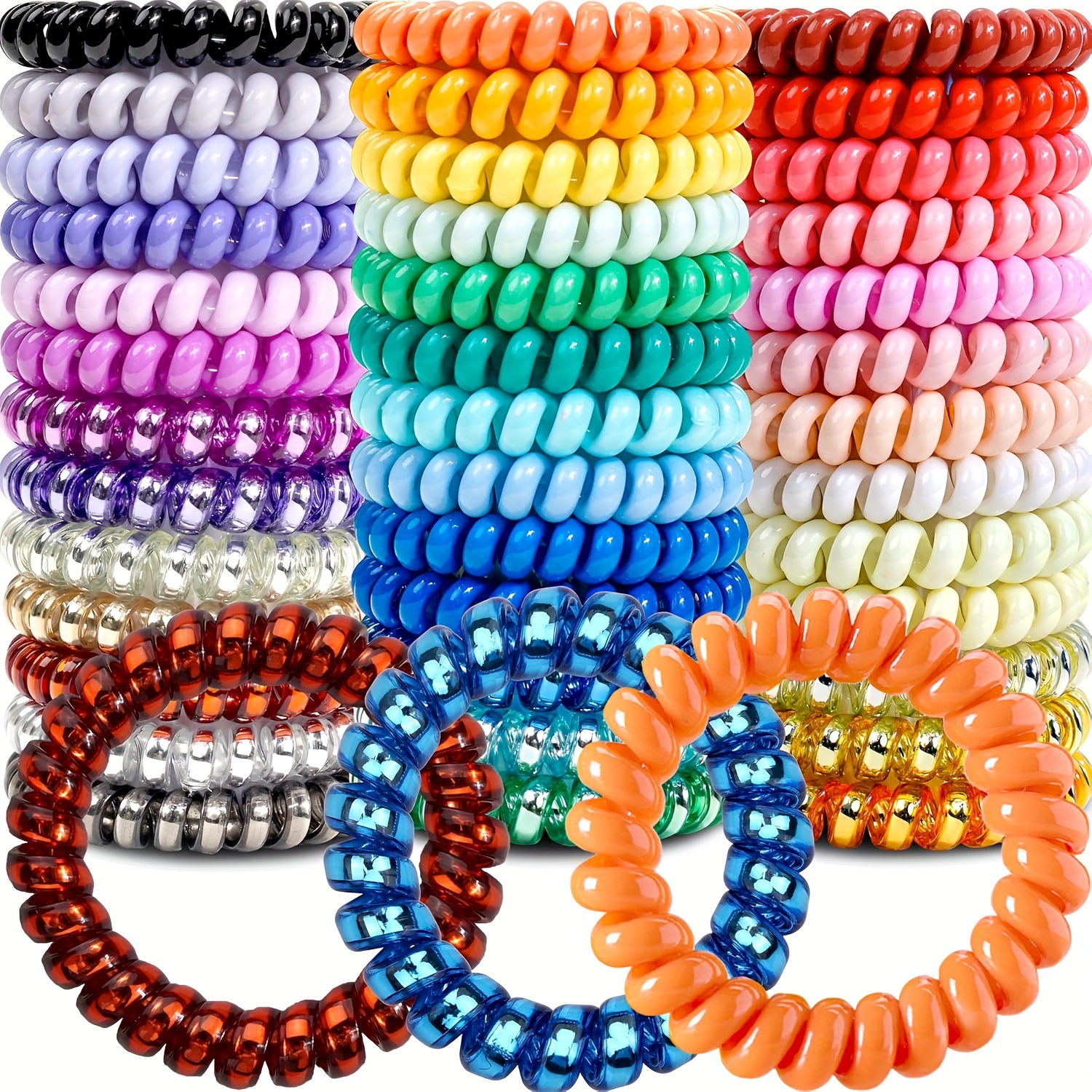 

30-piece Y2k Spiral Hair Ties Set, Candy Cord Hair Elastics For Women, Ponytail Holders, Cute Hair Accessories