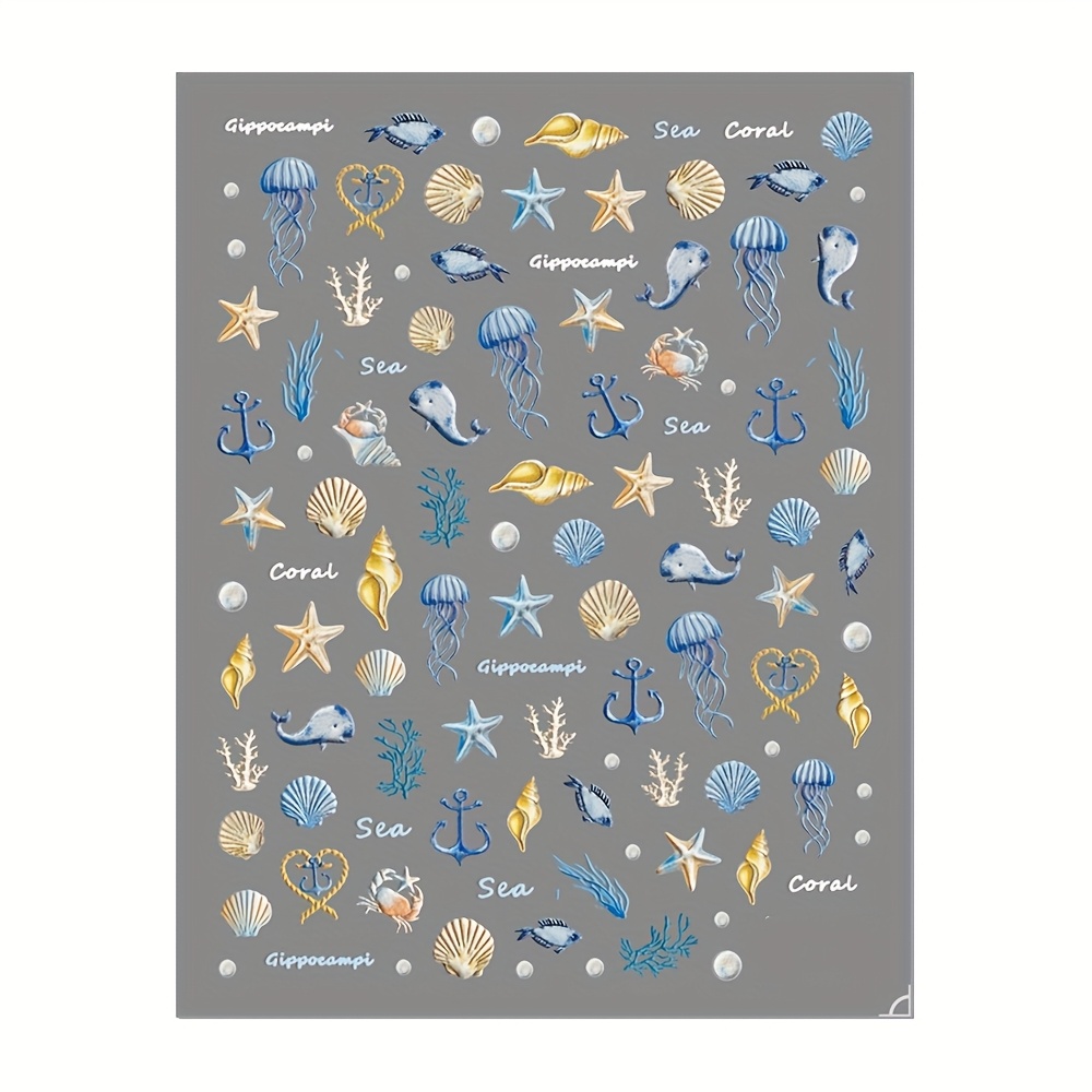 5d Embossed Nail Stickers - Self-adhesive Glitter Plastic Designs For Summer Nails, Single-use, Sparkling Fantasy Animal Prints, Odorless Rectangular Shape