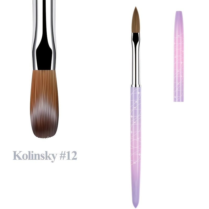 TEMU Professional Kolinsky Acrylic Nail Brush Set (size 8/10/12) With Nylon Bristles & Wooden Handle - Round Nail Art Brushes For Gel Polish, Acrylic
