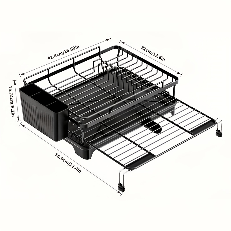 TEMU Extendable Bowl And Plate Rack, Dish Drying Rack For The Kitchen Counter, Pull-out Dish Drainer, Sink Storage Rack