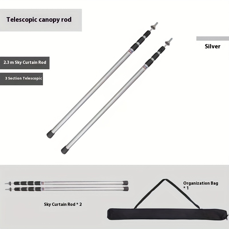 TEMU Mountainhiker Thickened Aluminum Alloy Tent Pole, Adjustable Tent Support Pole, Beach Shelter Tarpaulin Awning Pole Accessories