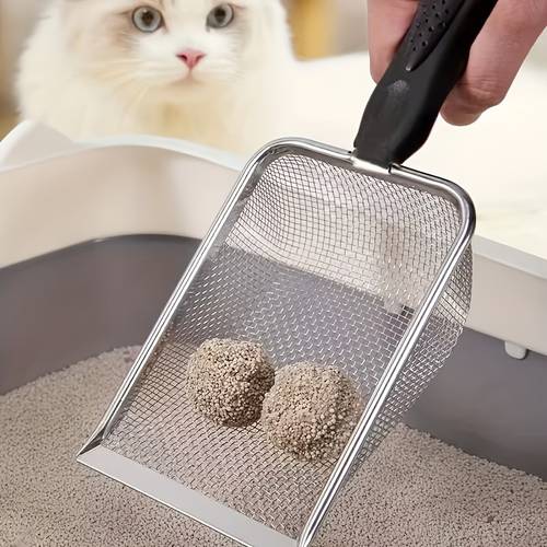 a stainless steel cat easy to for clean and durable cleaning cat waste and suitable for litter