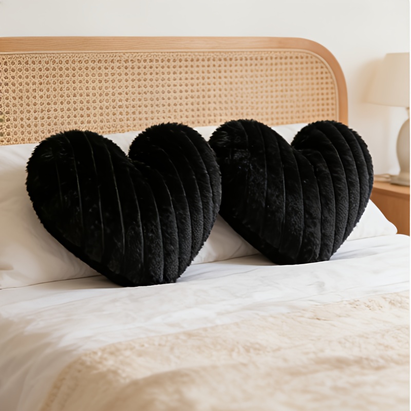TEMU Lot de 2 coussins décoratifs rayés de cœur, coussins de canapé doux et confortables pour la décoration du salon et de , coussins lombaires pour