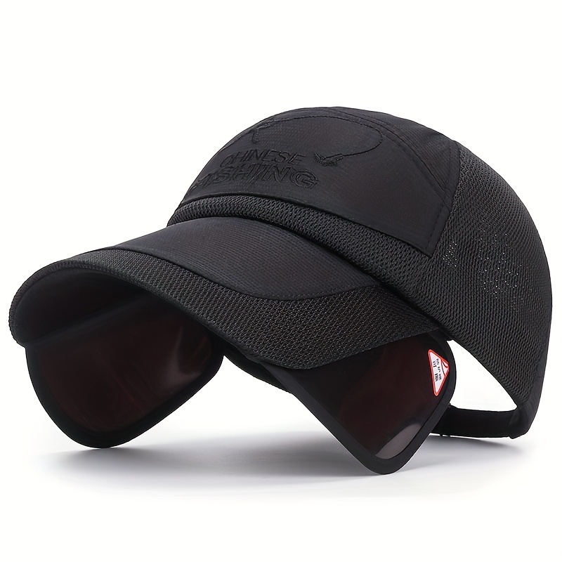 Mens Uv Protection Baseball Retractable Brim Hat Quick Dry Sport