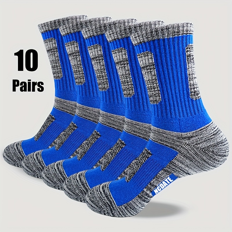 Image of 10 Pairs Of Men's Color-matching Soft And Comfortable Anti-slip And Sweat-absorbing Mid-calf Socks, Perfect For And Outdoor Sports, A Perfect Gift For