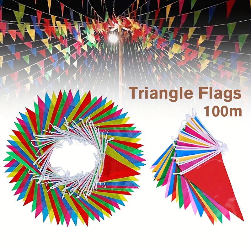 

150pcs Multicolor Pennant Banner, Nylon Flags For Outdoor Decor, Birthday, Bachelor Party, Graduation, Celebrations, No Electricity Needed, Garden Party Decorations