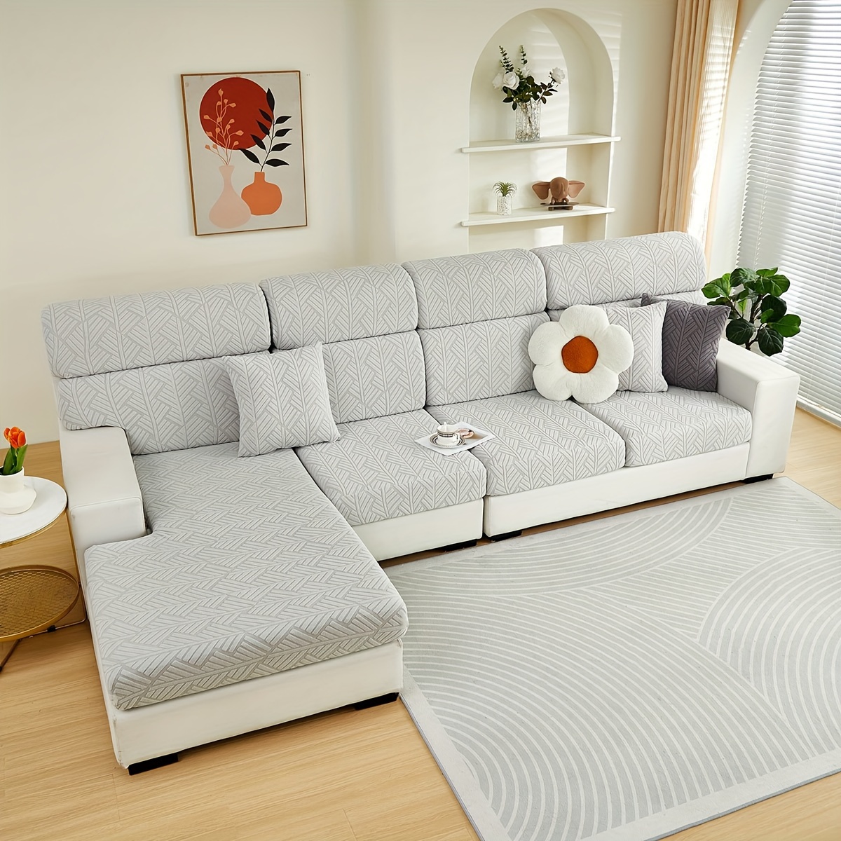 launch 1pc jacquard colorful fleece sofa cover elastic universal stretch sofa cover for   easy to   universal full wrap non slip sofa cover back cover and cushion cover sofa protection cover suitable for offic Product details 10