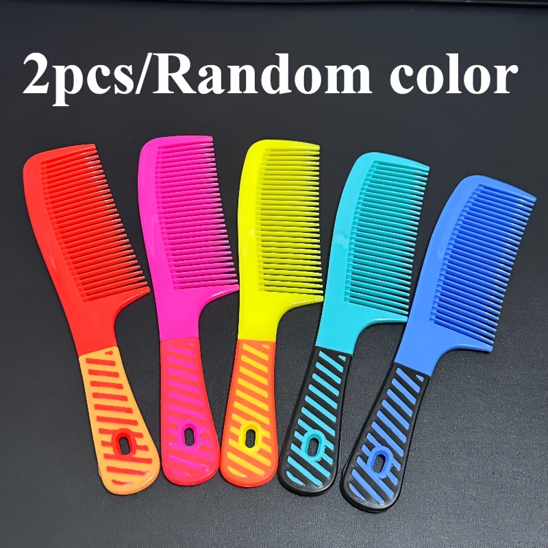 TEMU 2pcs Random Color Comb Set - Gentle And Durable - Fashionable And Colorful Plastic For Men And Women