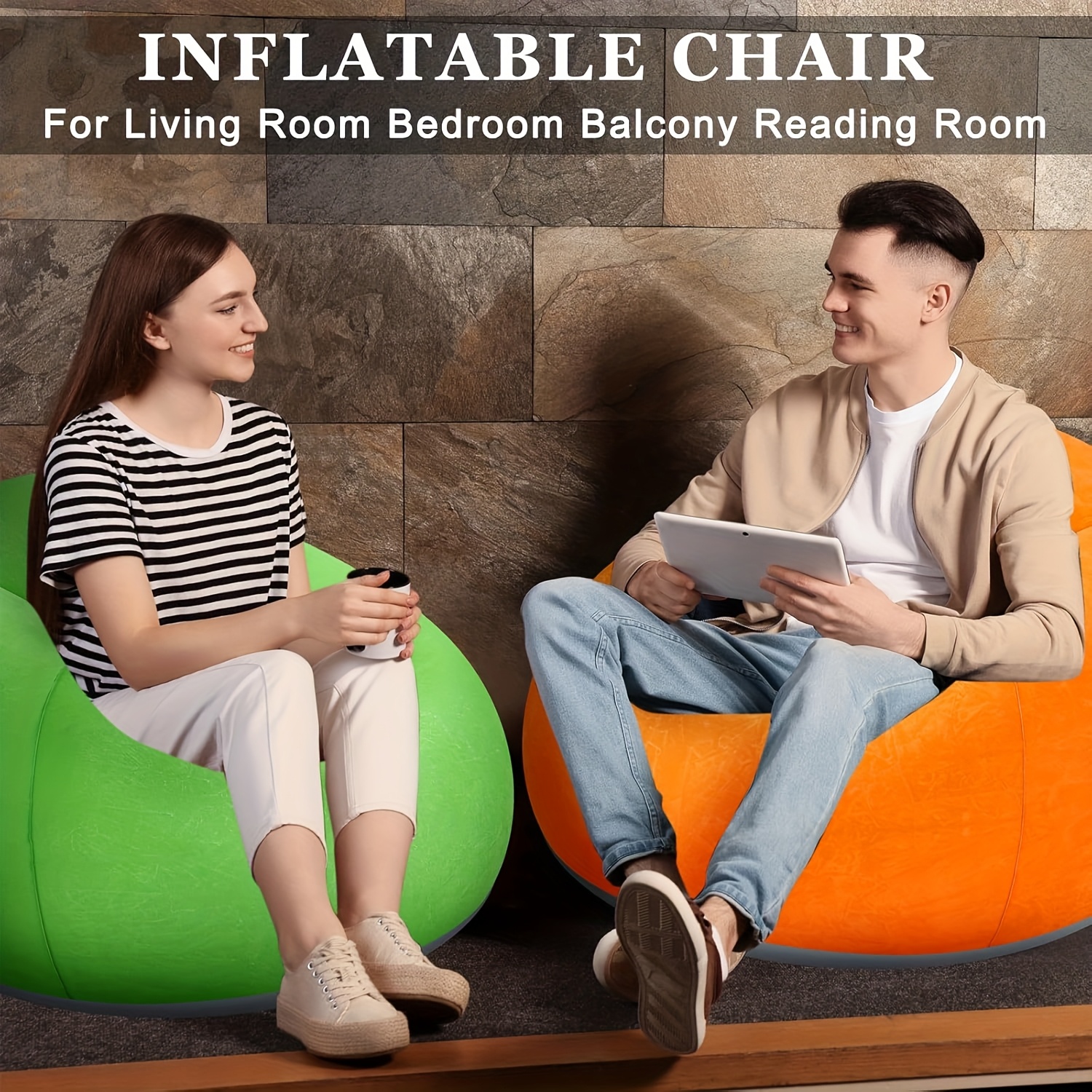A Comfortable Inflatable Bean Bag Sofa in Various Colors, This Portable PVC Lounge Chair Features a Velvety Surface, Suitable for Living Rooms, Bedrooms, Balconies, Reading Rooms, And Various Outdoor Activities Like Camping, Picnics