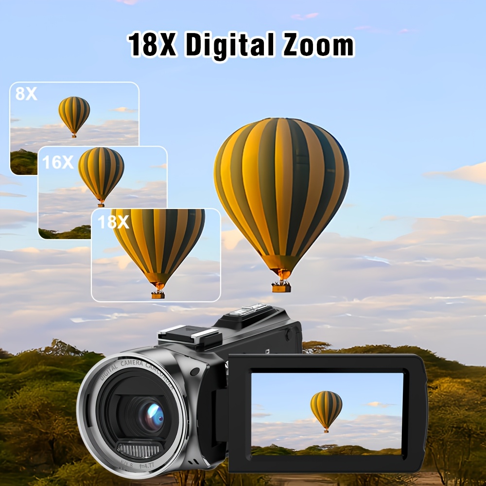 videocamera 4k 48mp per vlogging con zoom digitale 18x, webcam con   da 3.0 pollici rotazione a 270  , microfono esterno, regalo per san valentino,  , festa del papà, compleanno Dettagli dell'articolo 2