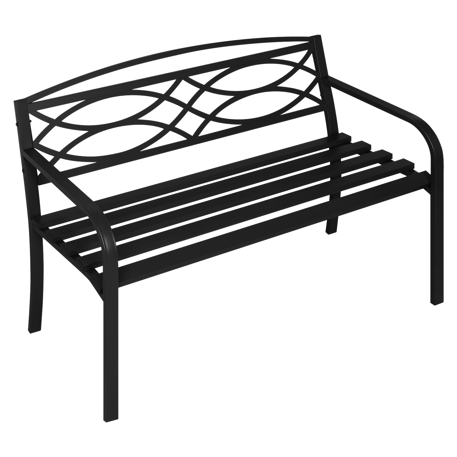 Image of 1pc Outdoor Bench, Thickened Metal Patio Seat For Garden/balcony/park, 2-3 Person Weatherproof Leisure Chair With Reinforced Armrests And Backrests, Large Size 127×83×59.5cm