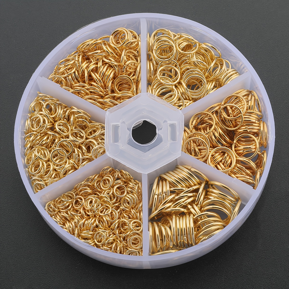 E-shop 1200 Stk./Box Schmuckverbindungsset, inklusive 4mm, 5mm, 6mm, 7mm, 8mm, 10mm Größen Jump Rings, geeignet für Schmuckverlängerungen, Material,
