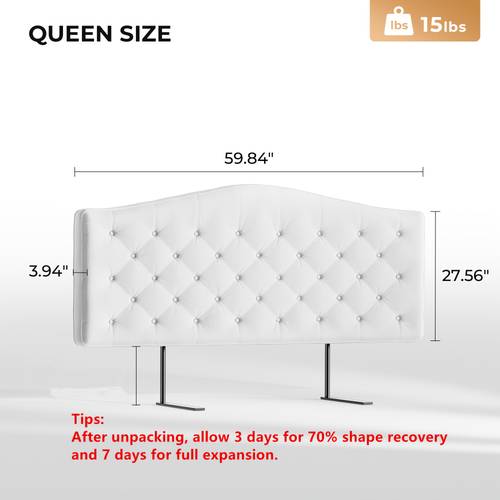 headboard queen king size upholstered tufted head board 4 high density sponge back 2 screw easy assembly queen beige king