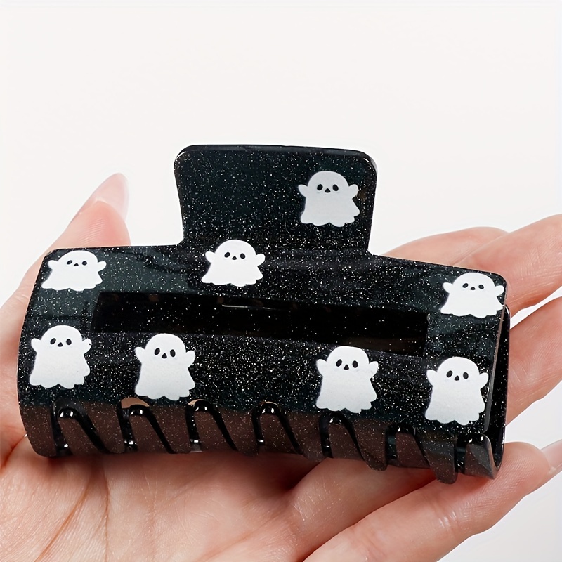 

Halloween Acrylic Hair Claw - Cute Y2k Cartoon Print, Medium Oblong Hair Clip For Age 14+, Single Piece Hair Accessory With