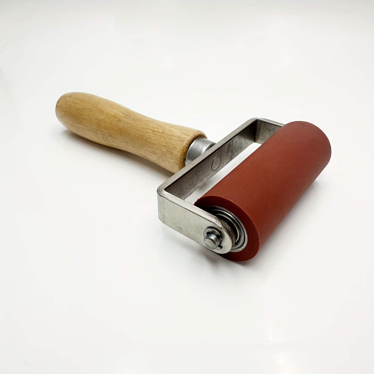 4-Inch Large Silicone Wooden Handle Pressure Roller Handheld High Temperature Resistant Pressure Roller PVC Teflon Silicone Roller Plastic Hot Air Welding Gun Welding Additions Double Axis Roller Film Wall Paper Tool Pressure Roller