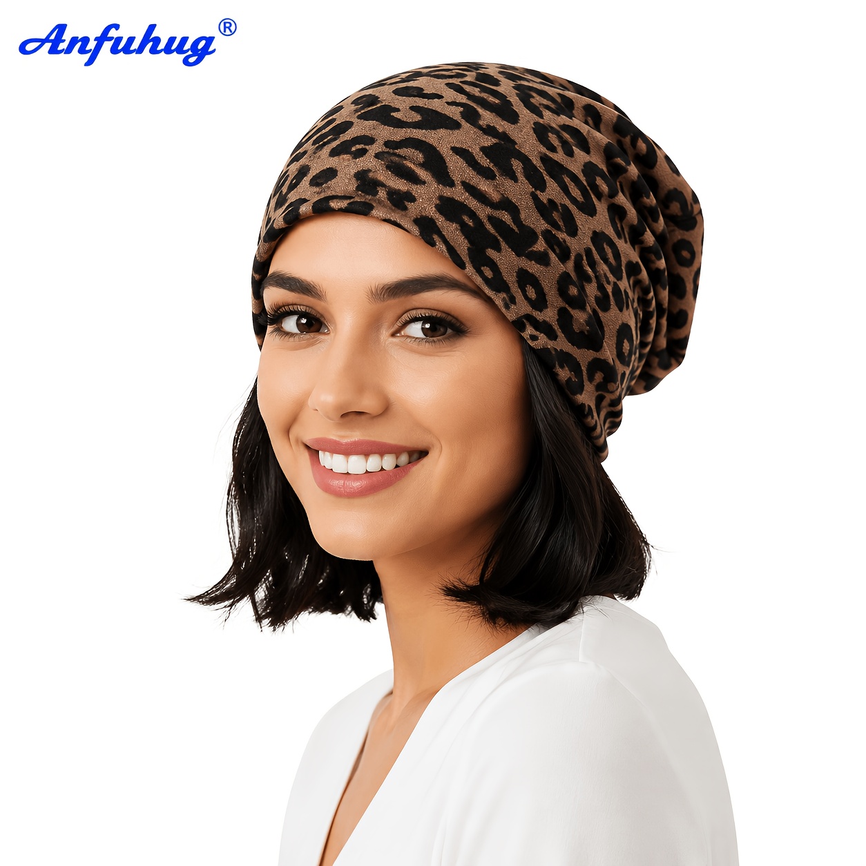 TEMU Slouchy 2 in 1 e Scaldacollo con Stampa Leopardata, Cappello ed Elasticizzato per , Invernale , Cappello Convertibile e Scaldacollo,