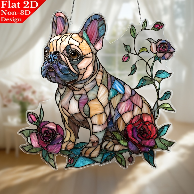 

1pc, 2d Flat Acrylic, French Bulldog Suncatchers, Garden Suncatchers (9.8" X 9.8"), Hanging Decoration, A Touch Of To Your Living Room, Bedroom, Office, Or , A Fun For Dog Lovers