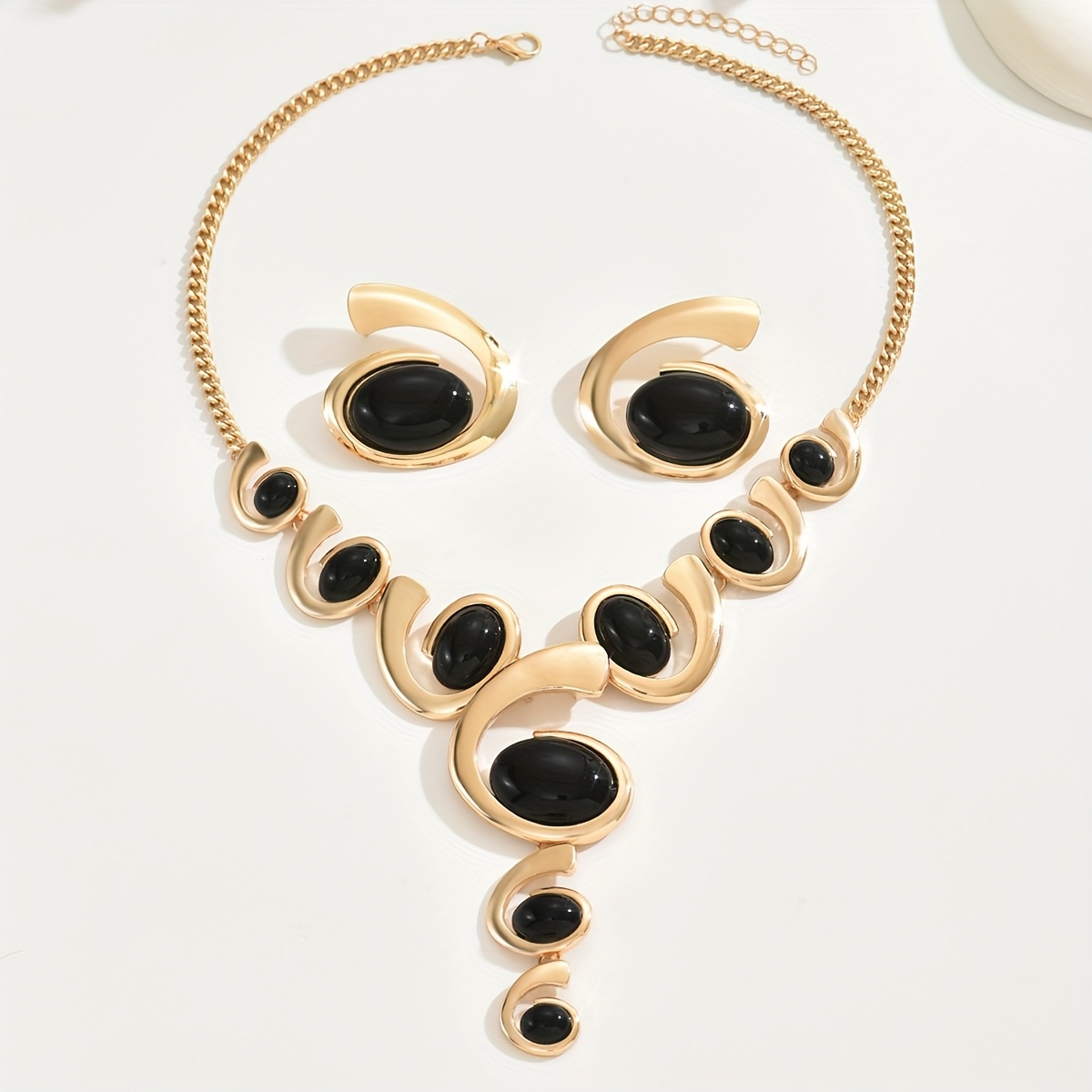 Boho Classic Spiral Snail Shape Jewelry Set, 2pcs
