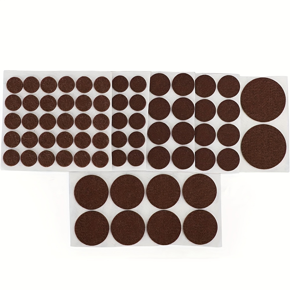 Image of 240pcs Of Furniture Felt Pads In Sizes, Brown Felt Pads, For Hardwood Floor Protection, Non-slip Chair Leg Pads, And Self-adhesive Rubber Chair Feet In Multiple Sizes