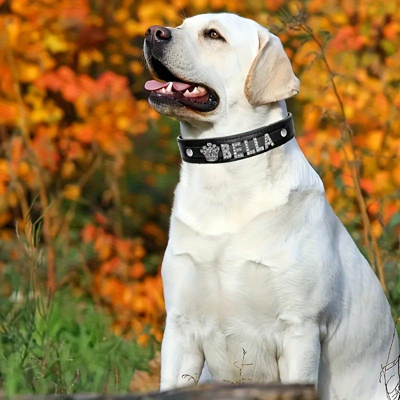 

Pu Leather Dog Collar With Bone Charm - Adjustable For Small To Medium Breeds