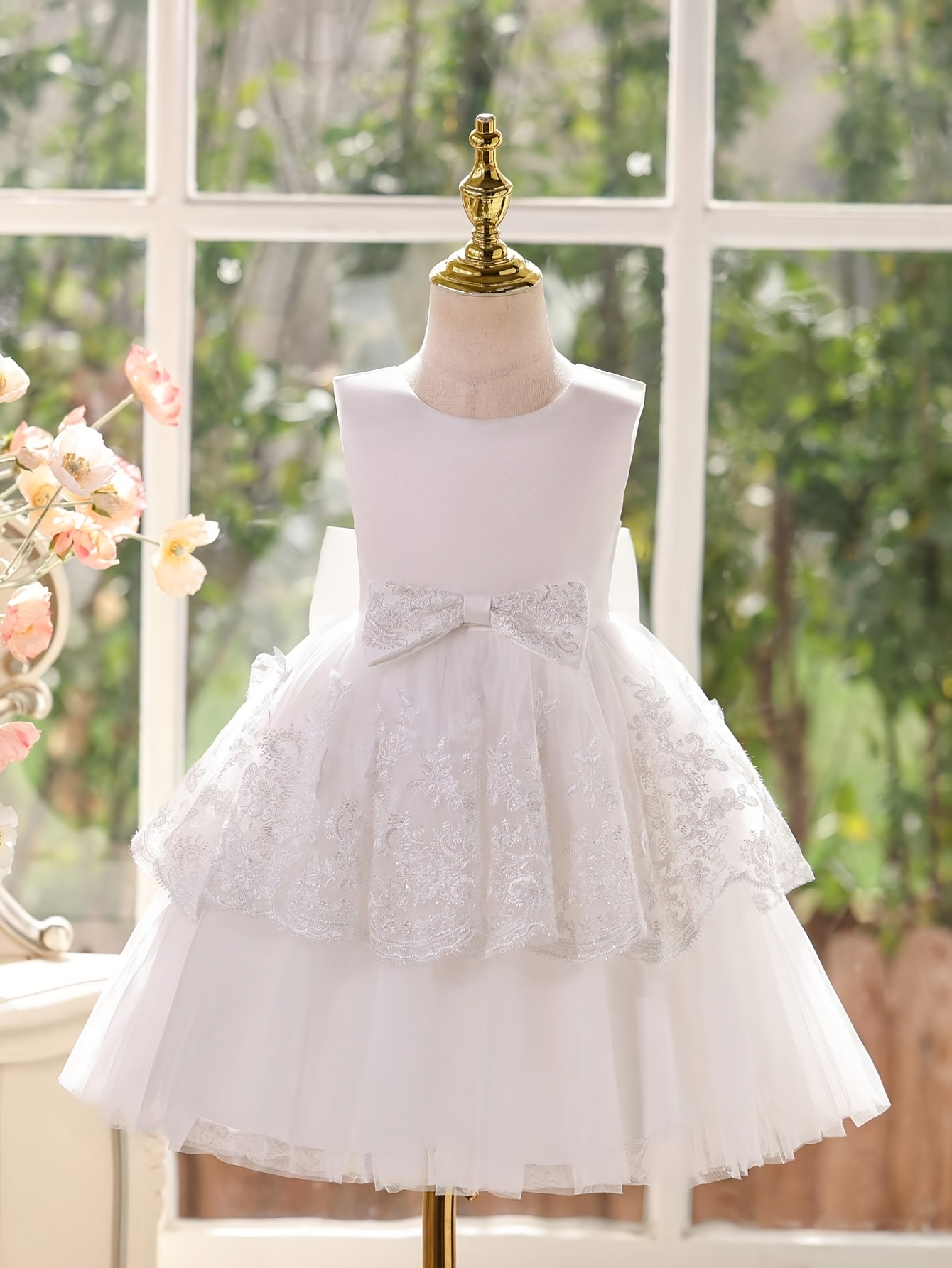 beautiful white flower girl dress young girls mesh lace - Temu