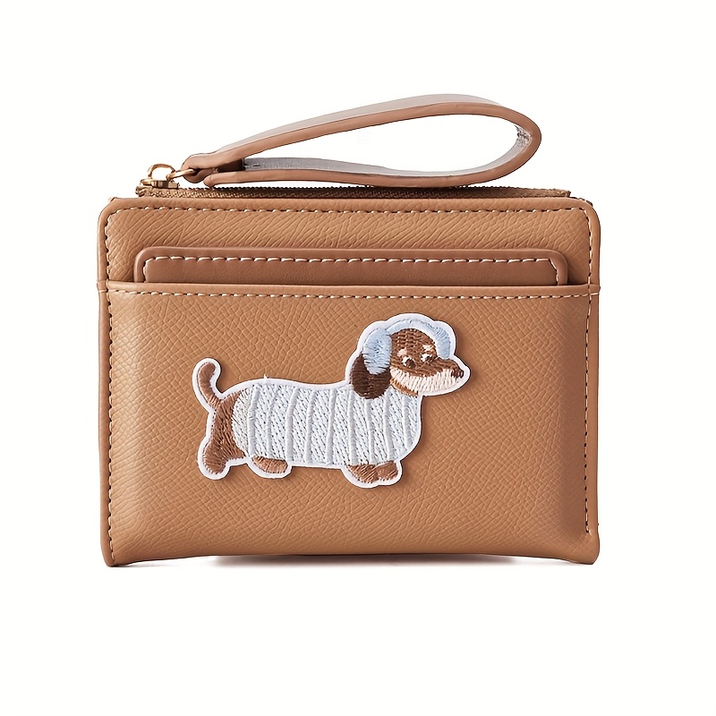 Image of A Women's Wallet With Embroidery, Spacious Design, Single Color, Slots For Cards, A , Compact, Bi-fold Style, Trendy New Card Case