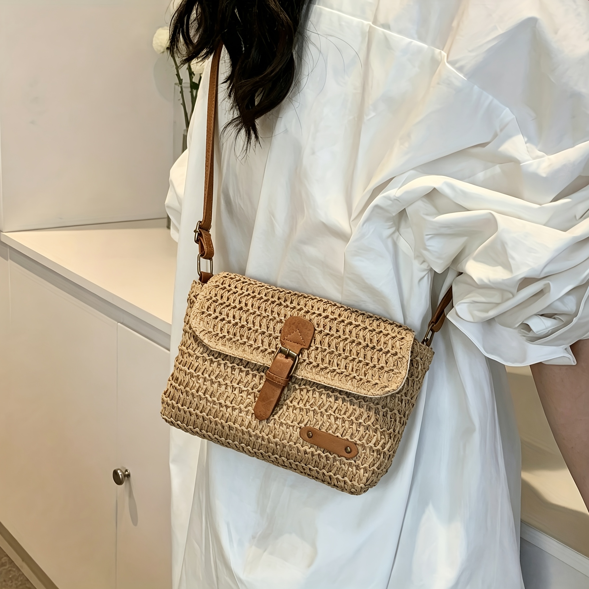 Image of New Fashionable Straw Woven Bag, Trendy Women's Versatile And Stylish Crossbody Shoulder Bag