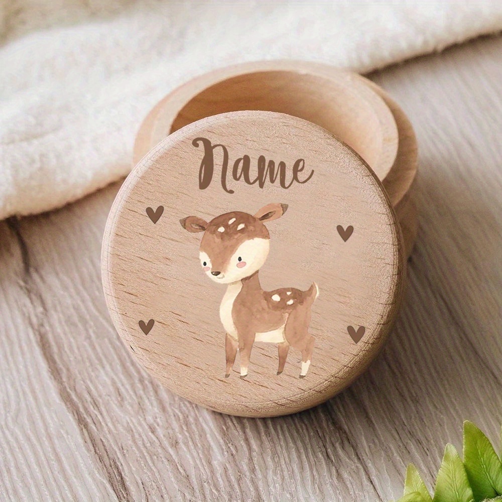 Personalized Wooden Memory Box With Lion, Giraffe, And - Custom Name Engraving, Ideal For Storing , Cord, And Teeth, Memory Box | | Wooden Construction, Memory Box