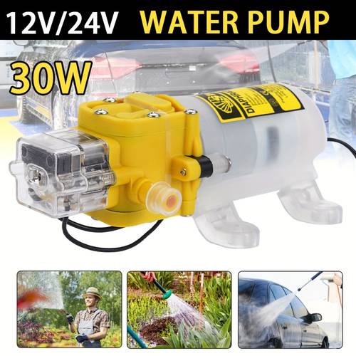 12v 24v 30w high pressure 58psi miniature diaphragm water pump self priming compact micro pump for car wash water purifier garden automotive use durable engineering plastic construction transparent body
